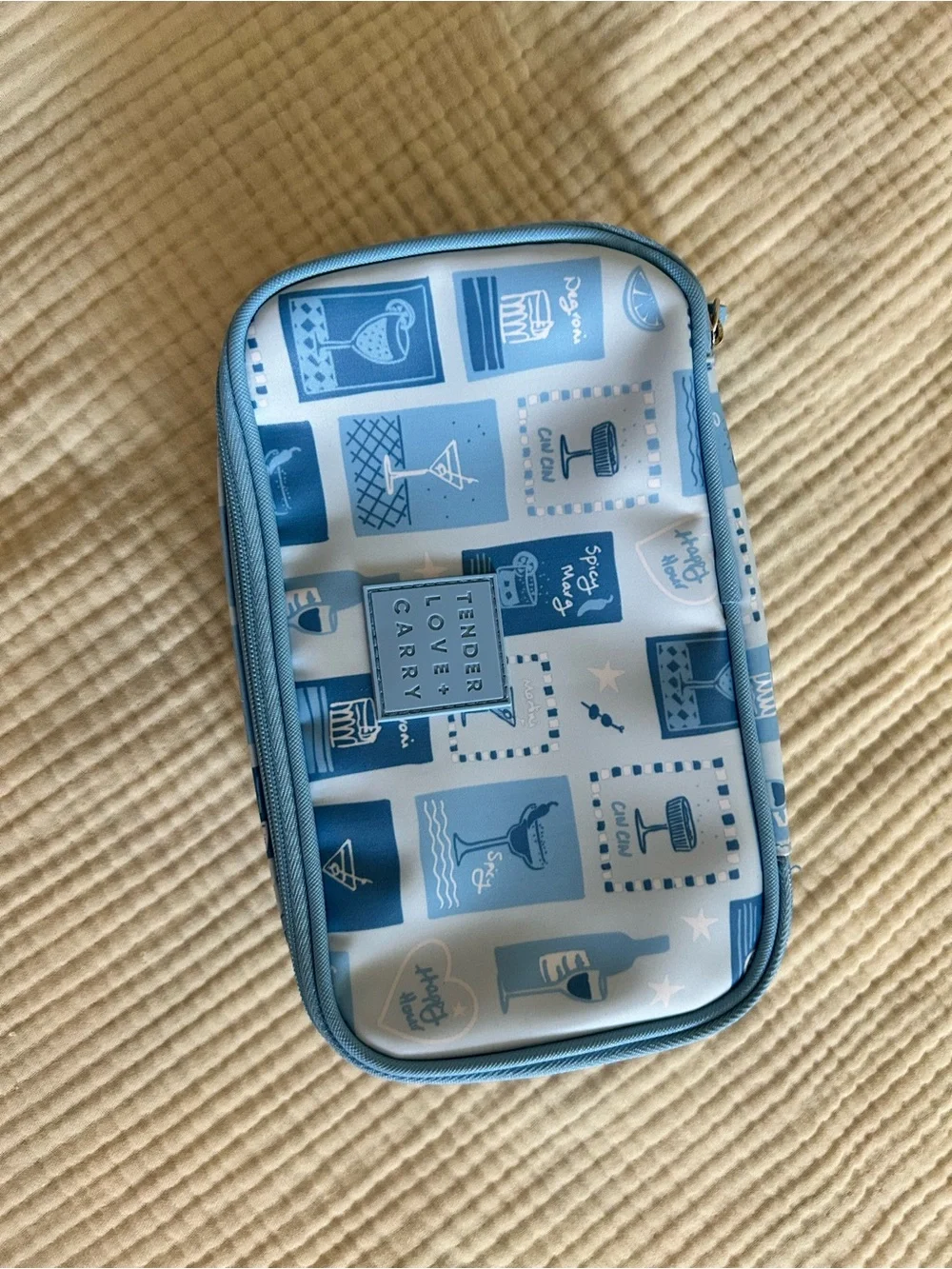 Blue Patterned Make Up Organizer Bag